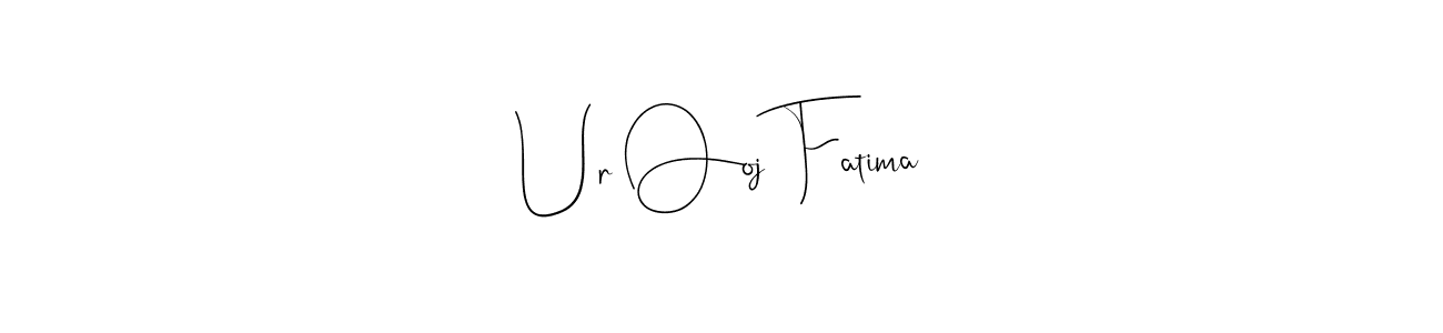 How to make Ur Ooj Fatima name signature. Use Andilay-7BmLP style for creating short signs online. This is the latest handwritten sign. Ur Ooj Fatima signature style 4 images and pictures png