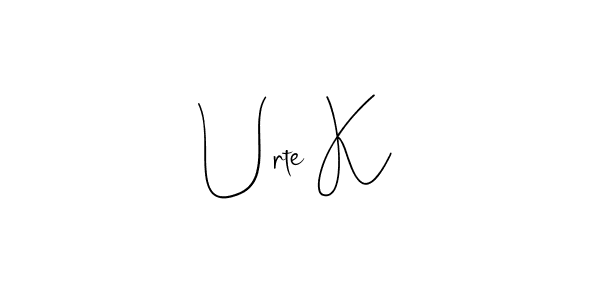 The best way (Andilay-7BmLP) to make a short signature is to pick only two or three words in your name. The name Urte K include a total of six letters. For converting this name. Urte K signature style 4 images and pictures png