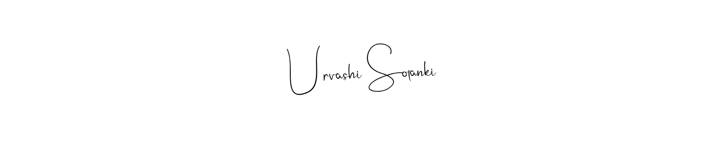 if you are searching for the best signature style for your name Urvashi Solanki. so please give up your signature search. here we have designed multiple signature styles  using Andilay-7BmLP. Urvashi Solanki signature style 4 images and pictures png