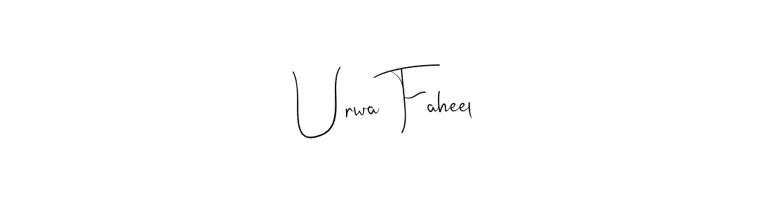 How to make Urwa Faheel name signature. Use Andilay-7BmLP style for creating short signs online. This is the latest handwritten sign. Urwa Faheel signature style 4 images and pictures png