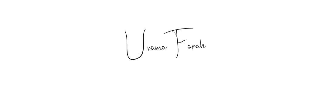 How to make Usama Farah name signature. Use Andilay-7BmLP style for creating short signs online. This is the latest handwritten sign. Usama Farah signature style 4 images and pictures png