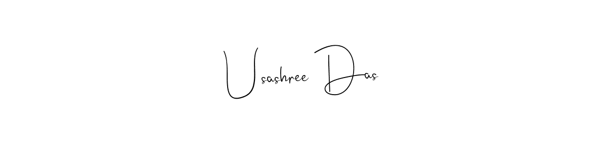 How to make Usashree Das name signature. Use Andilay-7BmLP style for creating short signs online. This is the latest handwritten sign. Usashree Das signature style 4 images and pictures png