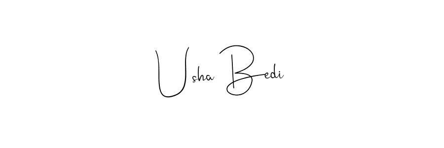 Also You can easily find your signature by using the search form. We will create Usha Bedi name handwritten signature images for you free of cost using Andilay-7BmLP sign style. Usha Bedi signature style 4 images and pictures png