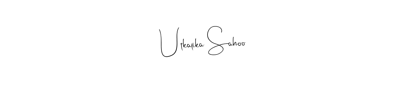 How to make Utkalika Sahoo name signature. Use Andilay-7BmLP style for creating short signs online. This is the latest handwritten sign. Utkalika Sahoo signature style 4 images and pictures png