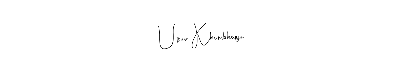 Andilay-7BmLP is a professional signature style that is perfect for those who want to add a touch of class to their signature. It is also a great choice for those who want to make their signature more unique. Get Utsav Khambhalya name to fancy signature for free. Utsav Khambhalya signature style 4 images and pictures png