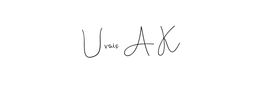 if you are searching for the best signature style for your name Uvais A K. so please give up your signature search. here we have designed multiple signature styles  using Andilay-7BmLP. Uvais A K signature style 4 images and pictures png