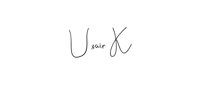 Make a beautiful signature design for name Uzair K. Use this online signature maker to create a handwritten signature for free. Uzair K signature style 4 images and pictures png