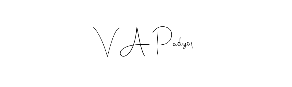 How to make V A Padyal signature? Andilay-7BmLP is a professional autograph style. Create handwritten signature for V A Padyal name. V A Padyal signature style 4 images and pictures png