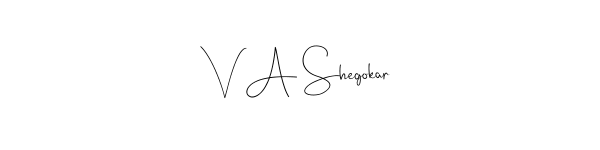 How to make V A Shegokar signature? Andilay-7BmLP is a professional autograph style. Create handwritten signature for V A Shegokar name. V A Shegokar signature style 4 images and pictures png