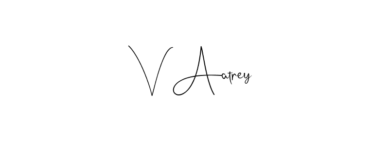 The best way (Andilay-7BmLP) to make a short signature is to pick only two or three words in your name. The name V Aatrey include a total of six letters. For converting this name. V Aatrey signature style 4 images and pictures png