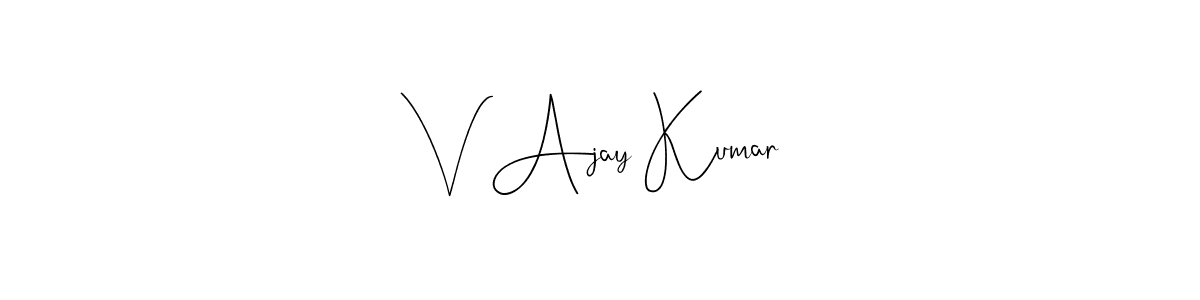 The best way (Andilay-7BmLP) to make a short signature is to pick only two or three words in your name. The name V Ajay Kumar include a total of six letters. For converting this name. V Ajay Kumar signature style 4 images and pictures png