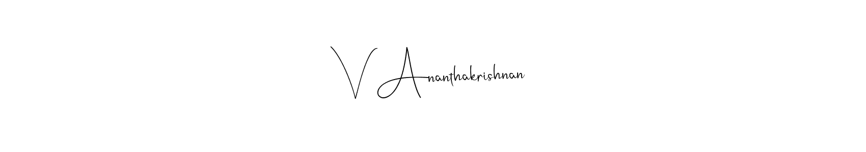 The best way (Andilay-7BmLP) to make a short signature is to pick only two or three words in your name. The name V Ananthakrishnan include a total of six letters. For converting this name. V Ananthakrishnan signature style 4 images and pictures png