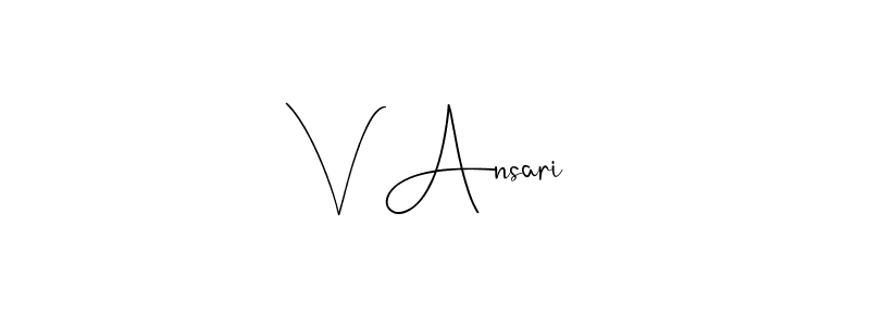 Andilay-7BmLP is a professional signature style that is perfect for those who want to add a touch of class to their signature. It is also a great choice for those who want to make their signature more unique. Get V Ansari name to fancy signature for free. V Ansari signature style 4 images and pictures png
