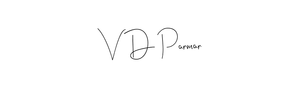 The best way (Andilay-7BmLP) to make a short signature is to pick only two or three words in your name. The name V D Parmar include a total of six letters. For converting this name. V D Parmar signature style 4 images and pictures png
