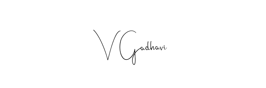 Design your own signature with our free online signature maker. With this signature software, you can create a handwritten (Andilay-7BmLP) signature for name V Gadhavi. V Gadhavi signature style 4 images and pictures png