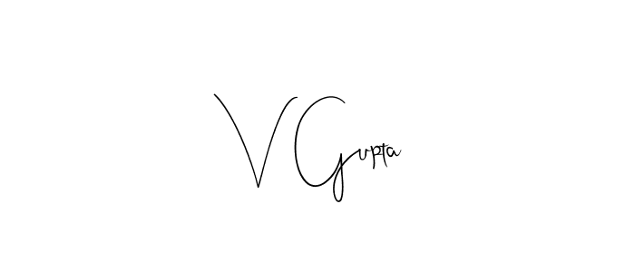 How to make V Gupta signature? Andilay-7BmLP is a professional autograph style. Create handwritten signature for V Gupta name. V Gupta signature style 4 images and pictures png