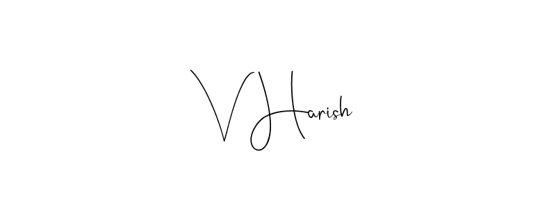 if you are searching for the best signature style for your name V Harish. so please give up your signature search. here we have designed multiple signature styles  using Andilay-7BmLP. V Harish signature style 4 images and pictures png