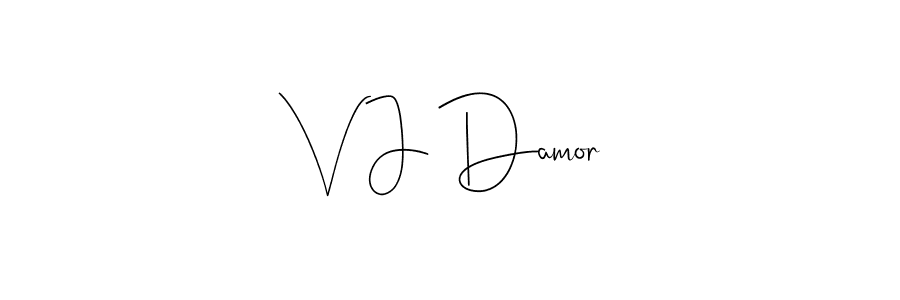 Create a beautiful signature design for name V J Damor. With this signature (Andilay-7BmLP) fonts, you can make a handwritten signature for free. V J Damor signature style 4 images and pictures png