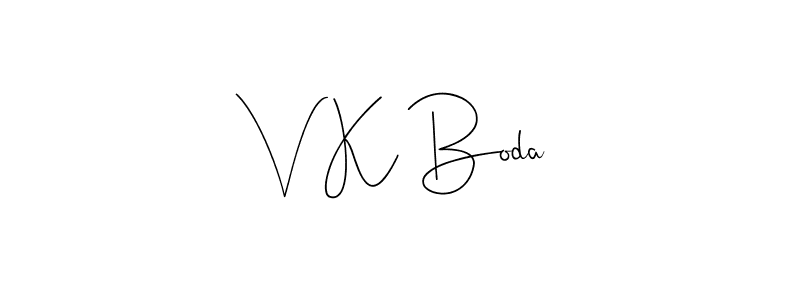The best way (Andilay-7BmLP) to make a short signature is to pick only two or three words in your name. The name V K Boda include a total of six letters. For converting this name. V K Boda signature style 4 images and pictures png