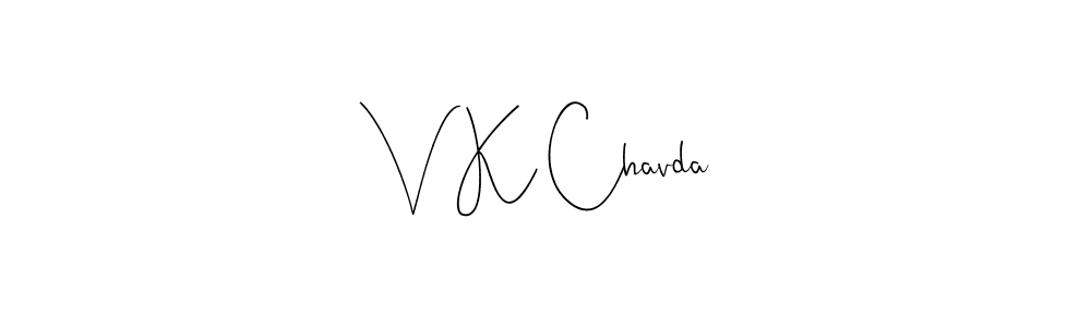 The best way (Andilay-7BmLP) to make a short signature is to pick only two or three words in your name. The name V K Chavda include a total of six letters. For converting this name. V K Chavda signature style 4 images and pictures png