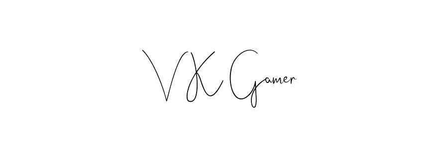 How to make V K Gamer name signature. Use Andilay-7BmLP style for creating short signs online. This is the latest handwritten sign. V K Gamer signature style 4 images and pictures png