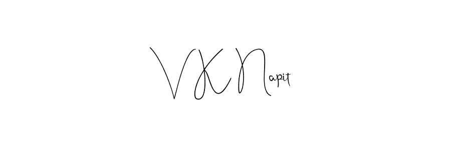 Make a beautiful signature design for name V K Napit. With this signature (Andilay-7BmLP) style, you can create a handwritten signature for free. V K Napit signature style 4 images and pictures png