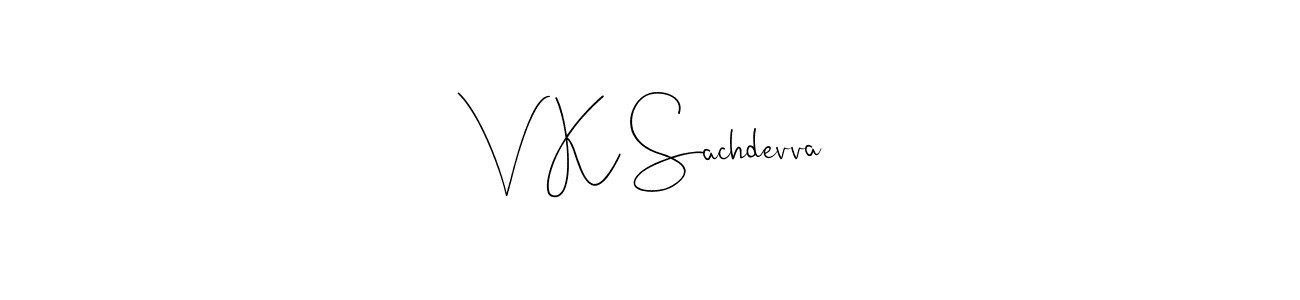 How to make V K Sachdevva name signature. Use Andilay-7BmLP style for creating short signs online. This is the latest handwritten sign. V K Sachdevva signature style 4 images and pictures png