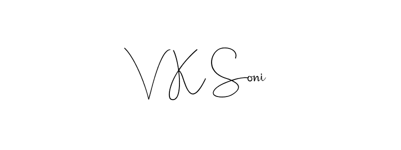 The best way (Andilay-7BmLP) to make a short signature is to pick only two or three words in your name. The name V K Soni include a total of six letters. For converting this name. V K Soni signature style 4 images and pictures png