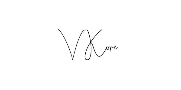 The best way (Andilay-7BmLP) to make a short signature is to pick only two or three words in your name. The name V Kore include a total of six letters. For converting this name. V Kore signature style 4 images and pictures png