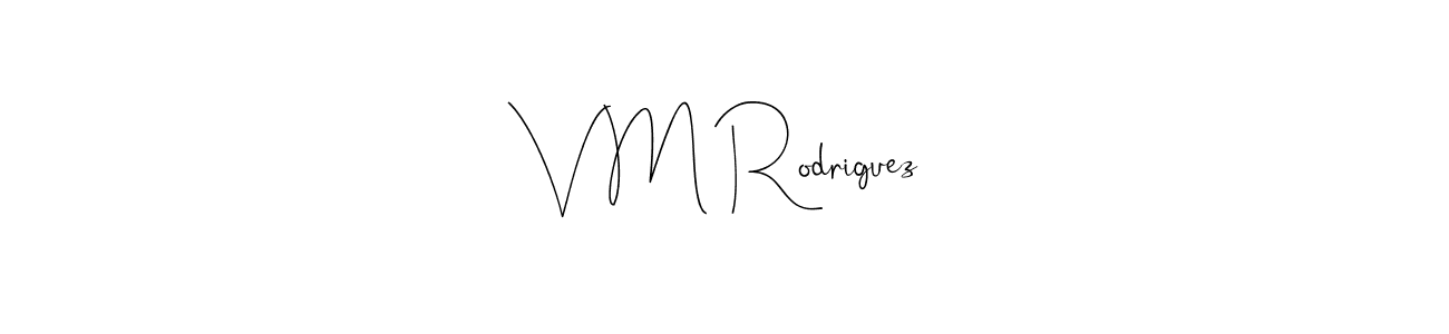 The best way (Andilay-7BmLP) to make a short signature is to pick only two or three words in your name. The name V M Rodriguez include a total of six letters. For converting this name. V M Rodriguez signature style 4 images and pictures png