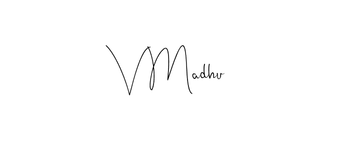 How to make V Madhu signature? Andilay-7BmLP is a professional autograph style. Create handwritten signature for V Madhu name. V Madhu signature style 4 images and pictures png