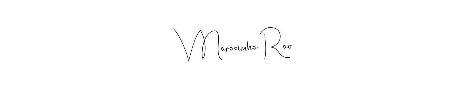 How to make V Narasimha Rao name signature. Use Andilay-7BmLP style for creating short signs online. This is the latest handwritten sign. V Narasimha Rao signature style 4 images and pictures png