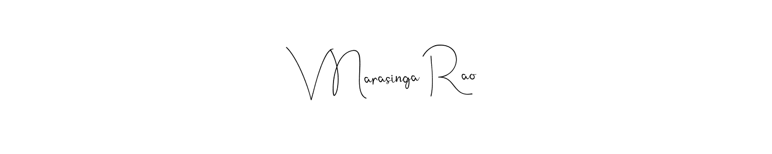 The best way (Andilay-7BmLP) to make a short signature is to pick only two or three words in your name. The name V Narasinga Rao include a total of six letters. For converting this name. V Narasinga Rao signature style 4 images and pictures png