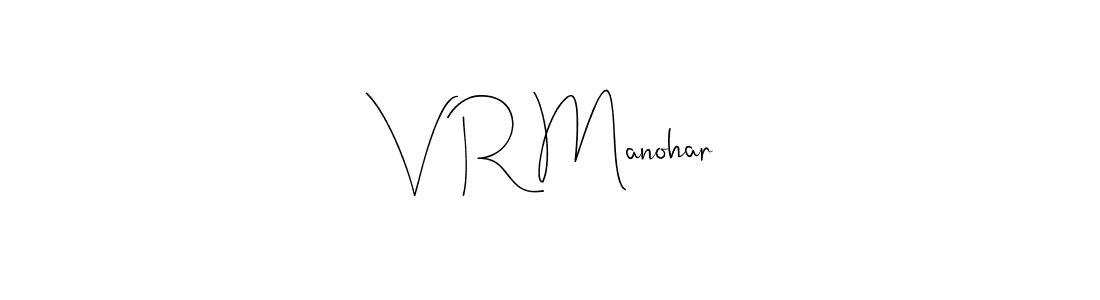 How to make V R Manohar signature? Andilay-7BmLP is a professional autograph style. Create handwritten signature for V R Manohar name. V R Manohar signature style 4 images and pictures png