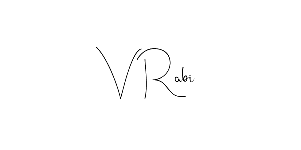 How to make V Rabi signature? Andilay-7BmLP is a professional autograph style. Create handwritten signature for V Rabi name. V Rabi signature style 4 images and pictures png