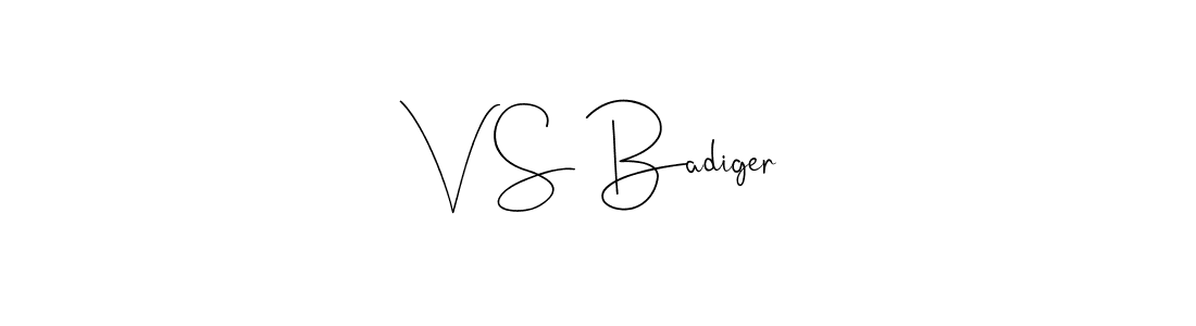 How to make V S Badiger name signature. Use Andilay-7BmLP style for creating short signs online. This is the latest handwritten sign. V S Badiger signature style 4 images and pictures png