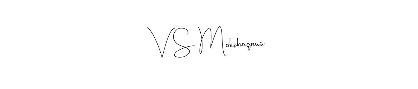 if you are searching for the best signature style for your name V S Mokshagnaa. so please give up your signature search. here we have designed multiple signature styles  using Andilay-7BmLP. V S Mokshagnaa signature style 4 images and pictures png