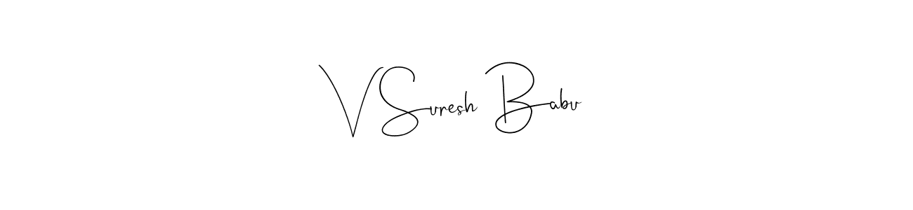 Andilay-7BmLP is a professional signature style that is perfect for those who want to add a touch of class to their signature. It is also a great choice for those who want to make their signature more unique. Get V Suresh Babu name to fancy signature for free. V Suresh Babu signature style 4 images and pictures png