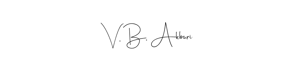 Andilay-7BmLP is a professional signature style that is perfect for those who want to add a touch of class to their signature. It is also a great choice for those who want to make their signature more unique. Get V. B. Akbari name to fancy signature for free. V. B. Akbari signature style 4 images and pictures png