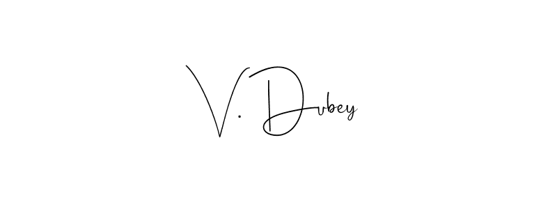 The best way (Andilay-7BmLP) to make a short signature is to pick only two or three words in your name. The name V. Dubey include a total of six letters. For converting this name. V. Dubey signature style 4 images and pictures png