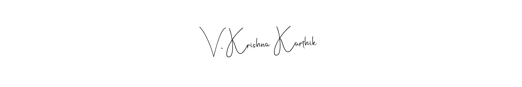 Similarly Andilay-7BmLP is the best handwritten signature design. Signature creator online .You can use it as an online autograph creator for name V. Krishna Karthik. V. Krishna Karthik signature style 4 images and pictures png