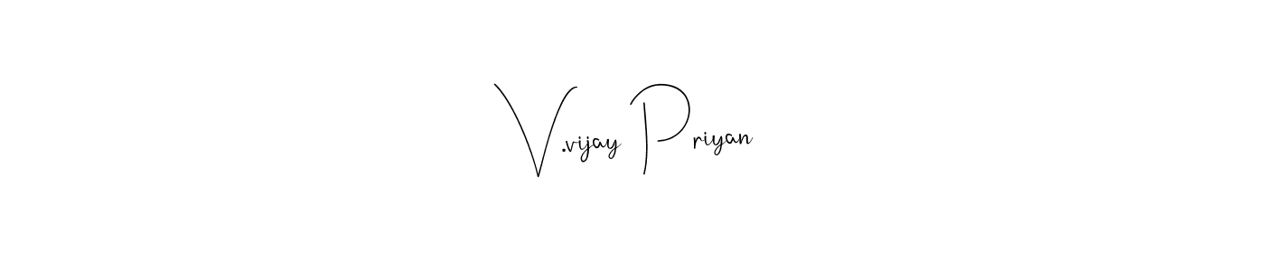 V.vijay Priyan stylish signature style. Best Handwritten Sign (Andilay-7BmLP) for my name. Handwritten Signature Collection Ideas for my name V.vijay Priyan. V.vijay Priyan signature style 4 images and pictures png