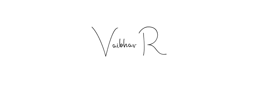 if you are searching for the best signature style for your name Vaibhav R. so please give up your signature search. here we have designed multiple signature styles  using Andilay-7BmLP. Vaibhav R signature style 4 images and pictures png