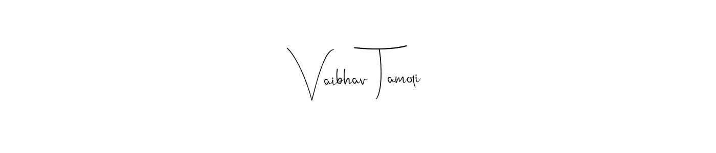 How to make Vaibhav Tamoli name signature. Use Andilay-7BmLP style for creating short signs online. This is the latest handwritten sign. Vaibhav Tamoli signature style 4 images and pictures png