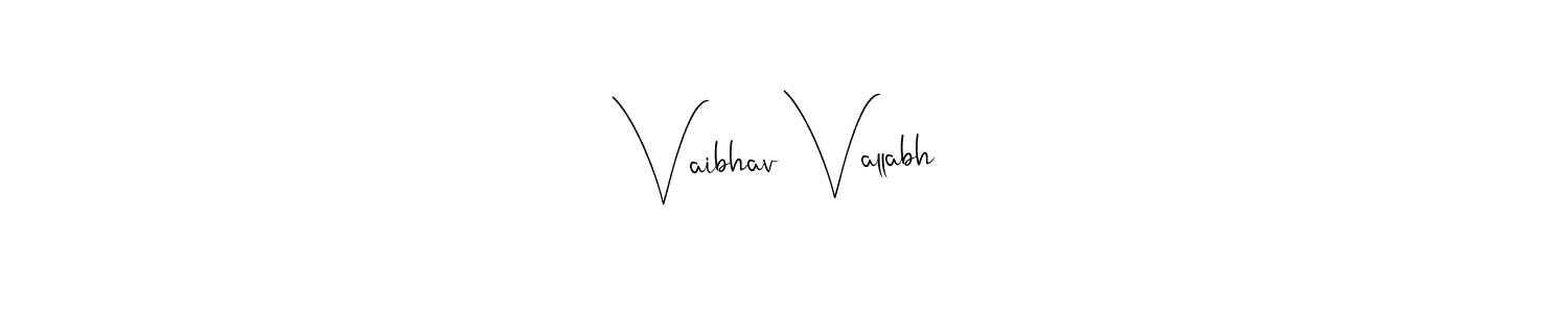 How to make Vaibhav Vallabh name signature. Use Andilay-7BmLP style for creating short signs online. This is the latest handwritten sign. Vaibhav Vallabh signature style 4 images and pictures png