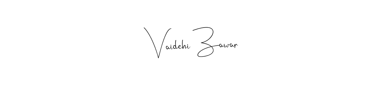 How to make Vaidehi Zawar name signature. Use Andilay-7BmLP style for creating short signs online. This is the latest handwritten sign. Vaidehi Zawar signature style 4 images and pictures png