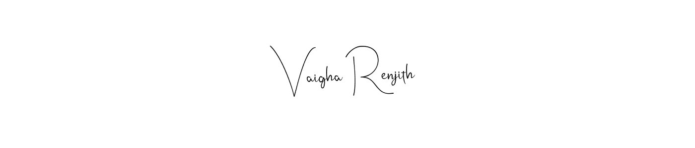 How to make Vaigha Renjith name signature. Use Andilay-7BmLP style for creating short signs online. This is the latest handwritten sign. Vaigha Renjith signature style 4 images and pictures png