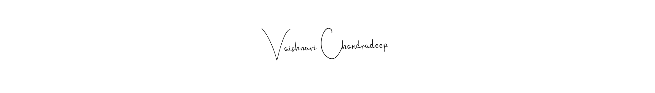 Andilay-7BmLP is a professional signature style that is perfect for those who want to add a touch of class to their signature. It is also a great choice for those who want to make their signature more unique. Get Vaishnavi Chandradeep name to fancy signature for free. Vaishnavi Chandradeep signature style 4 images and pictures png
