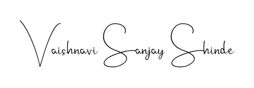 Personalize your online presence with Vaishnavi Sanjay Shinde signature rendered in elegant Andilay-7BmLP font. Great for website footers and blogs. Vaishnavi Sanjay Shinde signature style 4 images and pictures png