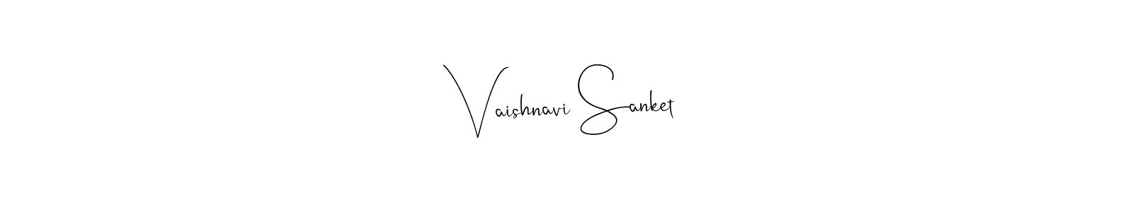 How to make Vaishnavi Sanket name signature. Use Andilay-7BmLP style for creating short signs online. This is the latest handwritten sign. Vaishnavi Sanket signature style 4 images and pictures png